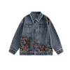 Men's Jackets PFNW Ethnic Style Patchwork Rough Edge High-end Denim Jackets Men Women's Spring Autumn Street Trend Versatile Tops Coat 12Z2372 230812