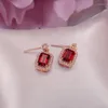 Dangle Earrings Fine Jewelry Sterling Silver S925 Drop Natural Garnet Red Square 1.1ct Gemstone For Women Luxury Brincos CCEI025