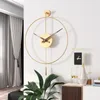 Wall Clocks Metal Minimalist Clock European Automatic Swing Decorative Creative Round Watch Living Room Silent Quartz