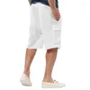 Men's Shorts 2023 Euro American Cross Border Linen Multi Bag Lacing Casual Beach Cargo Pants