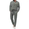 Men's Tracksuits 2023 Autumn Product Foreign Trade Amazon Solid Color Casual T-shirt Long Sleeve Shirt Pants Set Trend