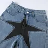 Dżinsy damskie pięć spiczastej gwiazdy szwy jeansowej dżinsowe kobiety 2023 moda