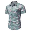 Мужские повседневные рубашки 2023 Стильная печать гавайская рубашка алоха мужская летняя пляжная пляжная кулинарная одежда для отдыха с коротким рукавами.