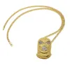 New Diamond Inlaid Chains Hip Hop Pendant Mens Punk Style 18K Gold Plated Mask Head Charm Pendant High Quality Cuban Chain