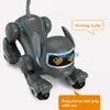 Electricrc Animals 24G DIY Programmering Multifunctionele slimme RC Robot Dog 3D Rotate Voice Interaction Touch Sensing Light Remote Regeling Stunt 230812