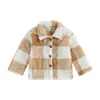 Jackets Baby Girls Jungen Herbst Wintermäntel Langarm Lupe Revers Button Down Plaid Oberbekleidung