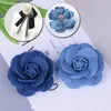 Fleurs décoratives 5pcs Small Camellia DIY Denim Fleur pour le mariage Scrapbooking Scrapbooking Headress