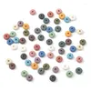 Kralen 3x8 mm 4x10mm platte ronde gemengde kleur lava vulkanische steen losse spacer voor sieraden maken diy 1 streng