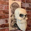 Objets décoratifs Figurines Skull Bone Beard Ghost Hat Hat Key Stand Hangle Motorcycle Casqueur Couchette Mur Mur