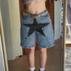 Kvinnors jeans fem spetsiga stjärna sömmar denim shorts kvinnor 2023 mode trend street retro oroliga vackra stiliga avslappnade byxor