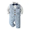 Vêtements Ensembles de garçon vêtements automne gentleman Style Kids Boys Bowtie Shirt Pantal