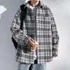 Jackets masculinos Jaqueta xadrez de outono Menas Moda de grandes dimensões Vintage Mens Artigo de StreetWear