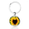 Keychains Europe And America Retro Sunflower Time Plated Keychain Accessories