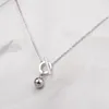 Pendant Necklaces Silver Color Cute Smooth Ball Necklace Women Jewelry Stainless Steel Statement Female Neck Accessories