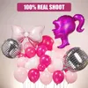 Andere evenementenfeestjes 128 PCS Pink Rose Red Silver Disco Bow Aluminium Die Balloon Garland Arch Kit Girls Baby Shower Wedding Decoratie 230812