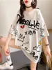 Women's Hoodies Black Graffiti T -shirt Koreaanse vrouwen Kawaii losse oversized tops Hip Hop White Anime Ins Ulzzang High Street T -shirt