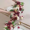 Decorative Flowers Artificial Floral Swag Wedding Arch For Garden Background Purple