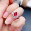 Ringos de cluster FS FS Natural de alta qualidade Topaz Red Luxury Ring S925 Pure Silver Fine Moda Charm Jóias de Casamento Mulheres Meibapj