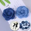 Fleurs décoratives 5pcs Small Camellia DIY Denim Fleur pour le mariage Scrapbooking Scrapbooking Headress