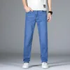 Jeans pour hommes Spring Summer Office Business Men classique Blue Black Cotton Stretch Straightleg Denim Pantalons Male Brand Brand 230812