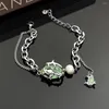 STRAND Chinese doornen Rozen Aquamarine Zirkon Pearl Bracelet Women's Light Luxury Temperament kwaden Tassels Dubbellaags waterdruppel