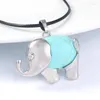 Colliers pendants fyjs Unique Silver plaqué Elephant Forme Turquoises Turquoises Collier de chaîne de corde Stone Lapis Lazuli Bijoux