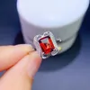 Clusterringen FS Natural Garnet Square Ring S925 Sterling Silver Fine Flay Charm Dames Weddings sieraden Meibapj Style