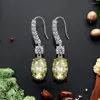 Dangle Earrings S925 Silver Tassel Ear Hooks High Carbon Diamond Super Flash Yellow Fashion Big Oval Women