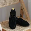 Klänningskor Dark Blue Men Loafers Handgjorda ko Suede Tassel Solid Color Round Head Slip-on Fashion Business Casual Party Daily