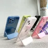 Stand Bracket Transparent Silicone Phone Cases For iPhone 15 14 13 12 Pro Max 11 7 8 Plus X XS XR SE Clear Soft Shockproof Protected Back Cover