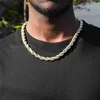 Hip Hop 8 mm bling aaa cubic zirconia corde twist chaîne glacée bracelet collier de luxe pour hommes