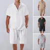 Herren-Tracksuits Männer Sportbekleidung Set Short Sleeve Shirt Shorts Stilvoller 2-teiliger Sport-Outfit V-Ausck Elastic für den Sommer