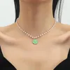 Pendanthalsband Pearl Flower Necklace Korean version Dripping Oil Chrysanthemum Choker CollarBone Chain Net Celebrity Niche