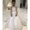 Robes de fille 2023 Fleur pour le mariage Party White Long Longueur Longueur Pageant Première Communion Princesse Anniversaire