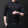 Camisas casuais masculinas Sociais e blusas de verão cor sólida de alta qualidade Halva Slim Fit Business Dress Shirt para homens roupas