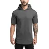 Size M-2XL Men's Summer Thin Cotton Sports Hooded T Shirt Solid Muscle Slim Breathable Fitness Training Short-sleeved T-shirt With Hoody