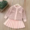 Cute Baby Girls Clothing Sets Spring Autumn Kids Princess Knitted Outfits Children Two Pieces Set Girl Suit 2-7 Years