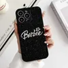 Étui de téléphone Barbie iPhone pour 14 13 12 11 Pro Max Black Pink Pu Pu Leather Phone Case 2023