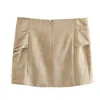 Skirts Knotted Mini Skirt Women Elegant Khaki Short Chic Lady Female Clothing 2023 Summer