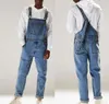 Herren Jeans Fashion Street High taistierte Gurthose Jumpsuit großer Lätzchen Overalls Old Retro mehrere Taschen