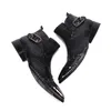 Italian Solid Color Zipper Business Shoes Original Locomotive Pointed Toe Short Boots Fashion Men Cow Leather Motorcycle Boots