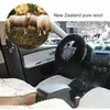 3 stks set winter wollen auto stuurwielafdekking lange Australische wollen verwarmde bont stuurwielafdekking handremweergave versnellingsbakkap291Q