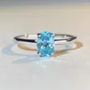Klusterringar Fashion Colored Zircon Oavl Cut Solitaire 925 Sterling Silver Wedding Engagement for Women Jewelry Band