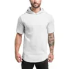 Size M-2XL Men's Summer Thin Cotton Sports Hooded T Shirt Solid Muscle Slim Breathable Fitness Training Short-sleeved T-shirt With Hoody