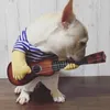 Hundkläder roliga husdjur hundkläder kostym fancy klä upp fest gitarr hund present husdjur xmas dekoration gitarrist klädsel utför kläder 230812