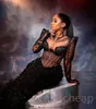 2023 August Aso Ebi Mermaid Black Prom Dress Sequined Lace Beaded Evening Formal Party Second Reception Birthday Engagement Gowns Dresses Robe De Soiree ZJ794