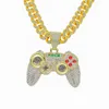 Hip Hop Men Rapper Diamond Pingente Pingente Colar Shiny Game Pad Game Controller Pingente Micro-Inset Zircon Jóias Night Club Sweater Clavarbone Chain 1710