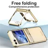 Luxury Plating Transparent Vogue Phone Case för Samsung Galaxy Folding Z Flip3 Flip4 Flip5 5G Fullt skyddande elektroplatta Klar vikskal med gångjärnsskydd