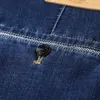 Mens Jeans Mens Business High midja denim kostym byxor trendiga mode sträcka lös rak tunna middleaged äldre märkesbyxor 230812