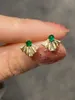 Stud -oorbellen SX Solid 18K Gold Nature 0.22ct Green Emerald For Women Fine Jewelry Birthday Cadets